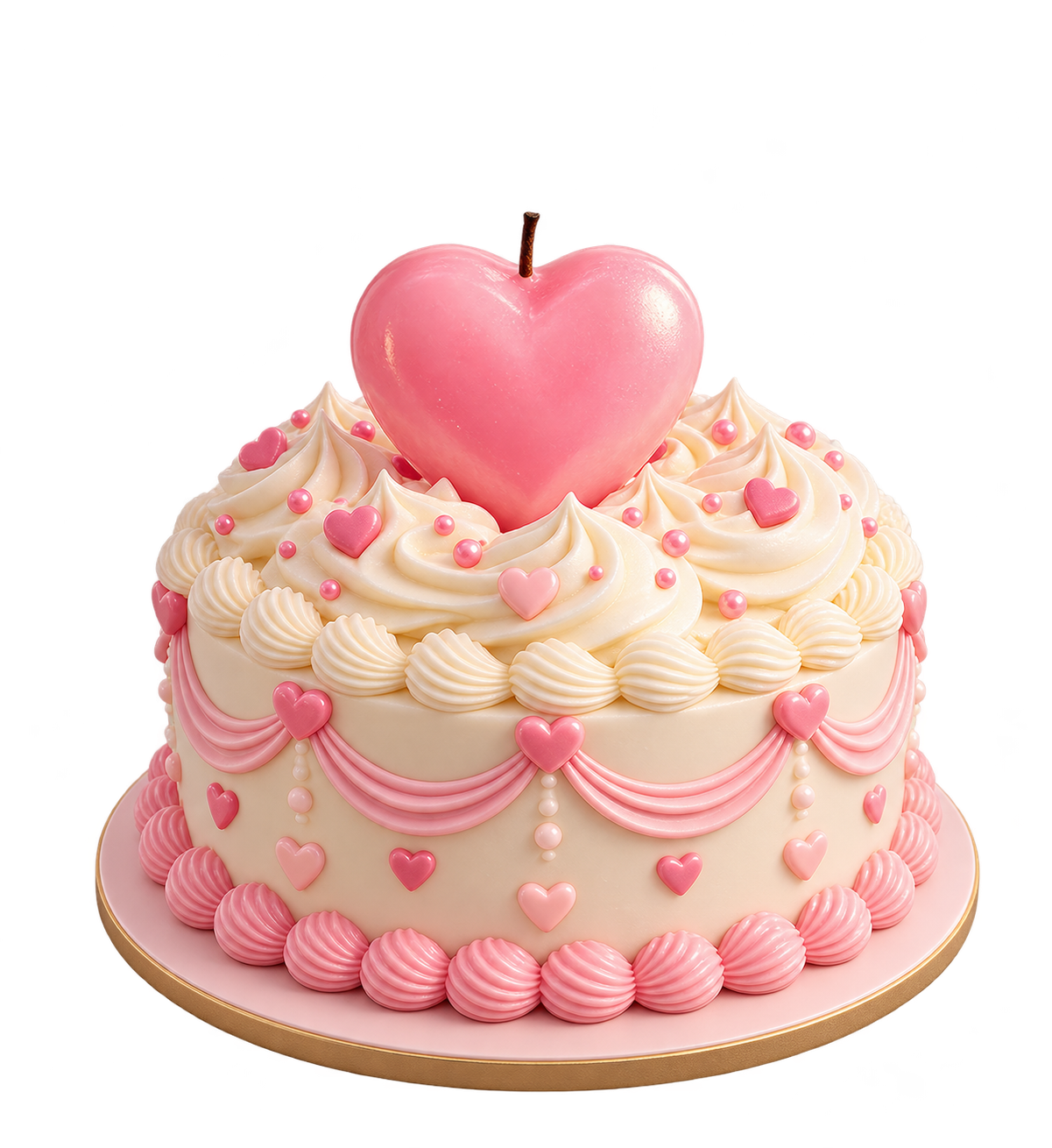 하트 초가 꽂힌 생일 케이크
